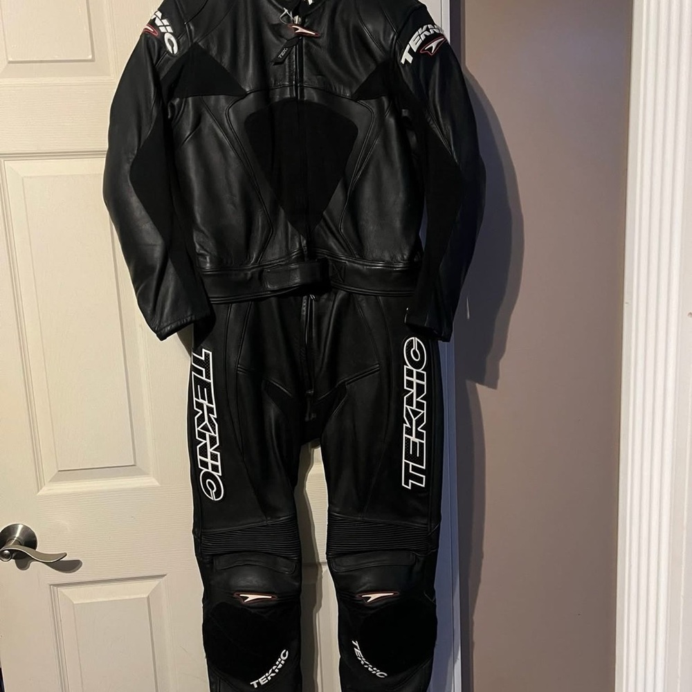 Teknic Black Leather Motorcycle Suit